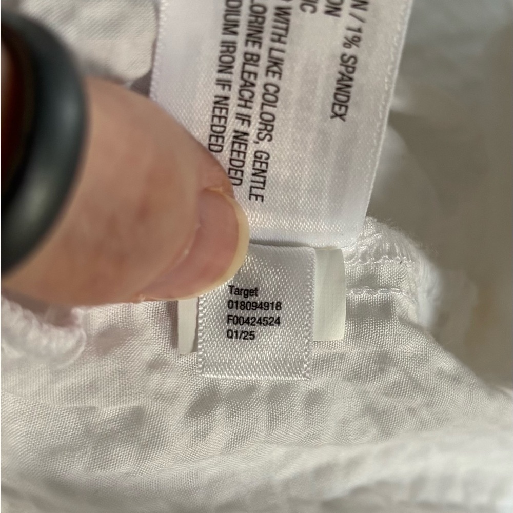 NWT A New Day XL White Dress Seersucker Textured Knee Length Babydoll Smocked - Picture 9 of 9